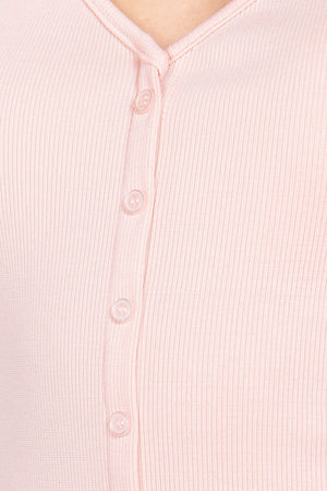Fron Button Slit Rib Cami Midi Dress