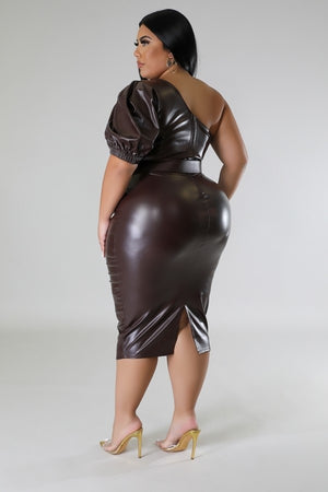 Faux Leather Semi-stretch Dress