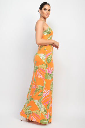 Scoop Tropical Print Maxi Dress