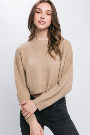 Wool Blend Cropped Sweater Top