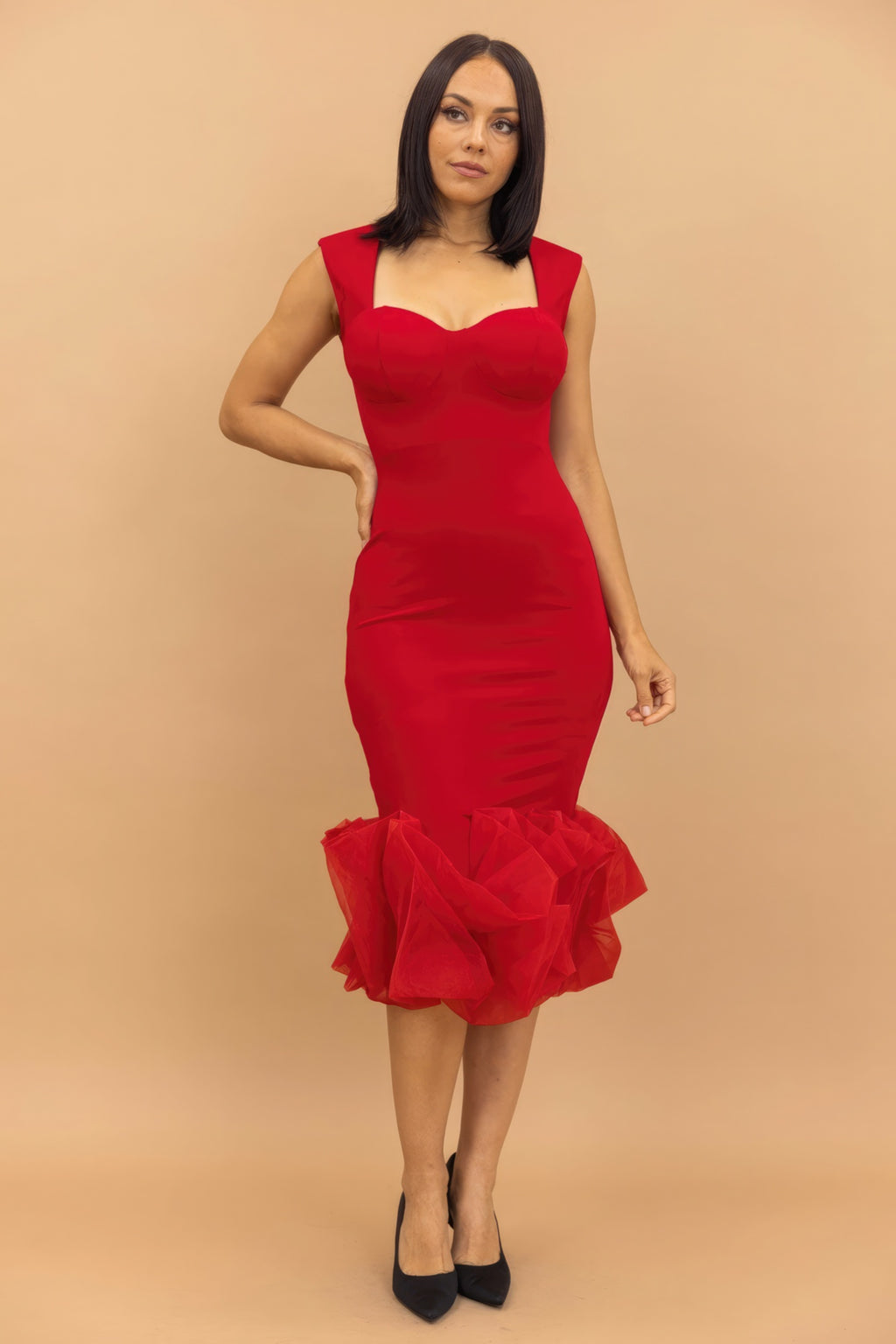 Organza Ruffle Detailed Fashion Dress