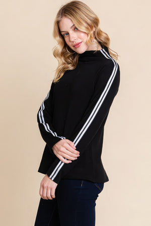 Long Sleeve Solid Mock Neck Casual Top